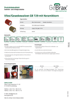 Produktdatenblatt Vlies-Gewebewalzen GB 729
