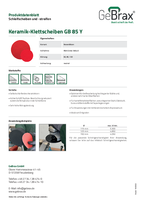 Produktdatenblatt Keramik-Klettscheiben GB 85 Y