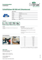 Produktdatenblatt Schleifhülsen GB 350